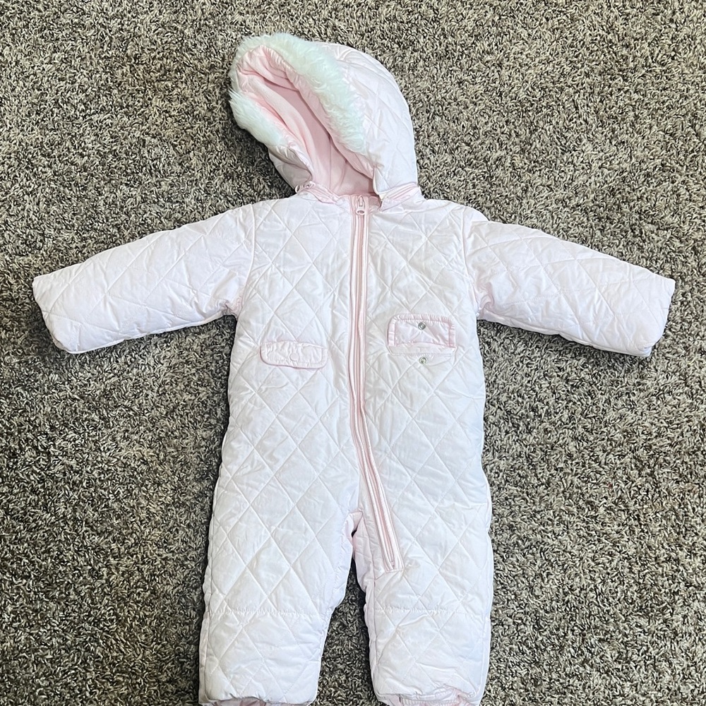 GAP Baby Quilted Hooded Snowsuit - Light Pink